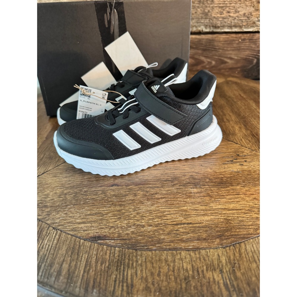 Adidas X_PLRPATH EL C Kids Sneakers Black White Running Shoes IE8470 Size 2
